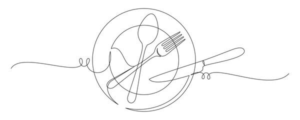 cutlery continuous line vector 1
