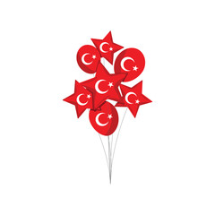 Turkish flag balloon. Star shaped Turkish flag balloon. Balloon bunch.