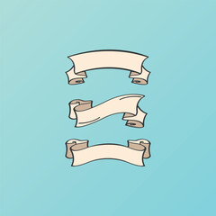 Vector illustration set of stylish ribbon vintage look banners and labels.
