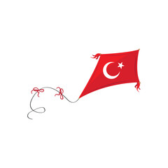 Vector illustration of a kite in the shape of a Turkish flag. Turkish flag.