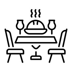 A line style icon of hotel dining table 