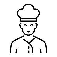 A line style icon of a hotel chef 