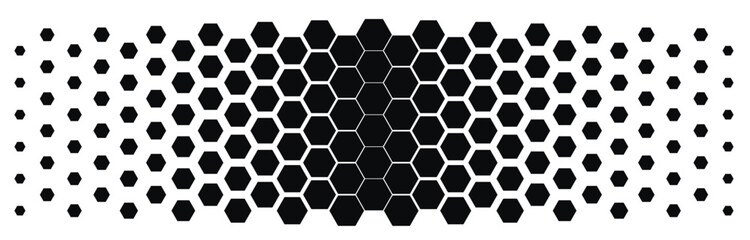 Abstract black and white geometric background pattern. Hexagon pattern with gradation. Separate layers with the ability to edit. Halftone hexagon retro simple pattern. Vector honeycomb.