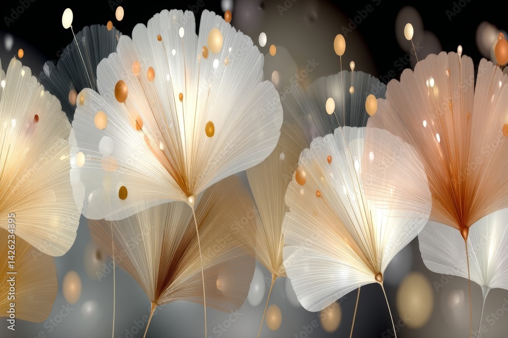 Poster Elegant abstract flower design with soft colors and delicate shapes in a modern artistic style