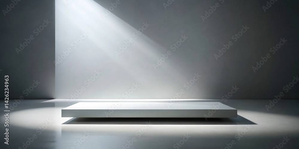 Aufkleber elevated platform with dramatic lighting in minimalist room setting
