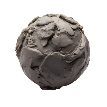 Grey modelling clay ball, lump isolated on white --v 7.0