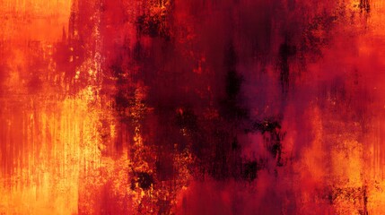 Vibrant crimson and amber abstract painting.