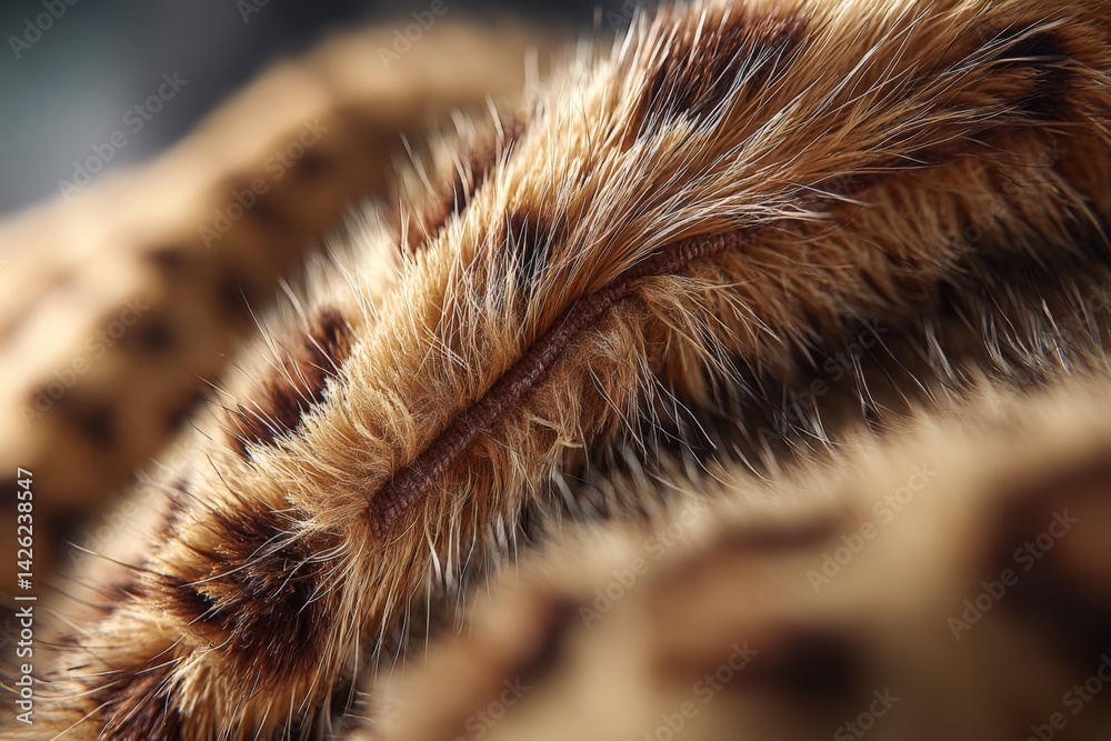Poster Close-up view of leopard fur showcasing natural patterns and textures in soft lighting