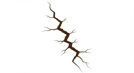 Brown Earthquake Crack Design Concept - Abstract illustration of a brown earthquake crack on a white background. Symbolizing fragility, destruction, vulnerability, separation, and instability