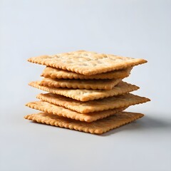 Crispy crackers isolated against a clear background.