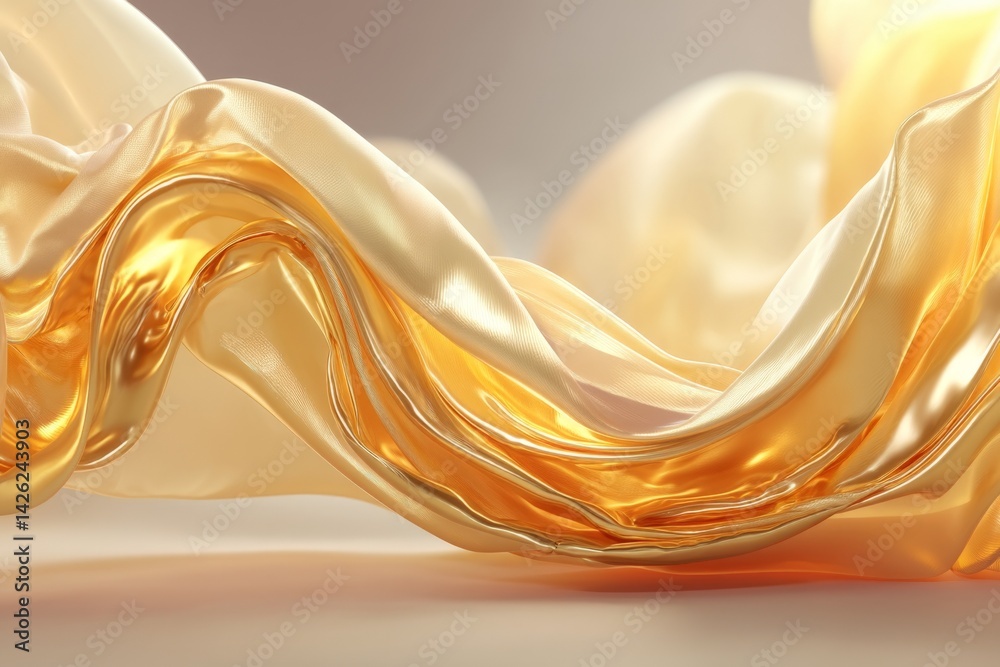 Poster elegant flowing fabric in warm golden hues creates a serene and artistic atmosphere for still life c