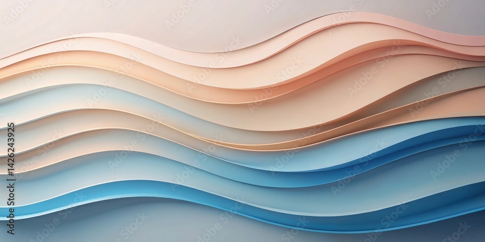 Poster abstract pastel waveform design featuring smooth, undulating layers