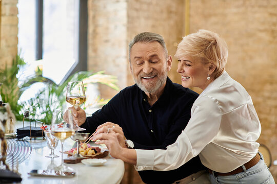 Romantic evening for a lovely couple enjoying gourmet dining in an intimate setting