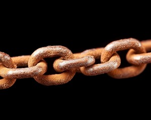 Fototapeta premium Close-up of a rusty metal chain against a black background