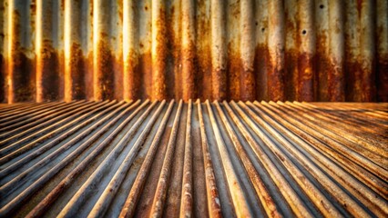 Rustic corrugated metal surface with aged texture and warm light