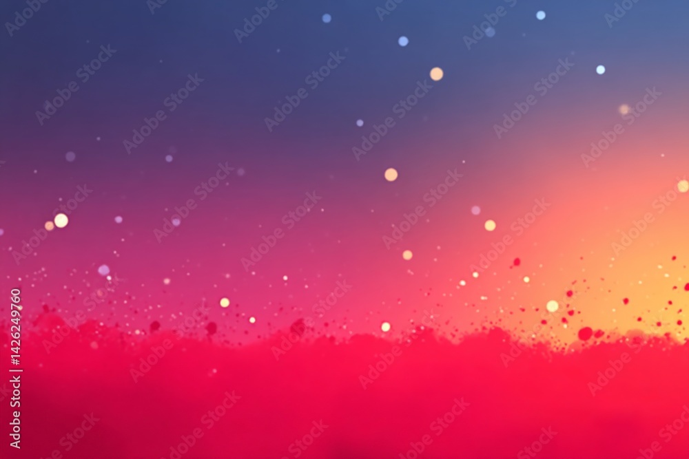 Poster vibrant abstract landscape with colorful gradients and soft bokeh effects during twilight hours