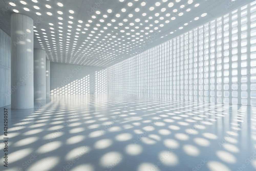 Aufkleber Modern interior space with unique light patterns during daytime