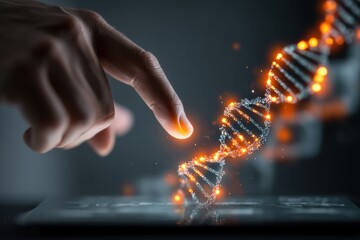Exploring genetic innovation dna technology laboratory digital art futuristic close-up biotechnology