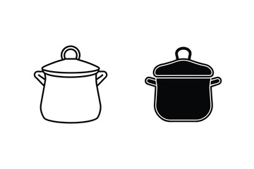 Minimalist Pot Line Art For Kitchenware Design And Culinary Illustrations With Cooking Utensil
