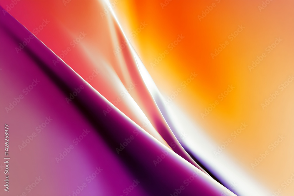 Poster Abstract image of flowing purple and orange gradient, creating a dynamic and vibrant visual, showcasing fluidity and energy, suitable for modern design