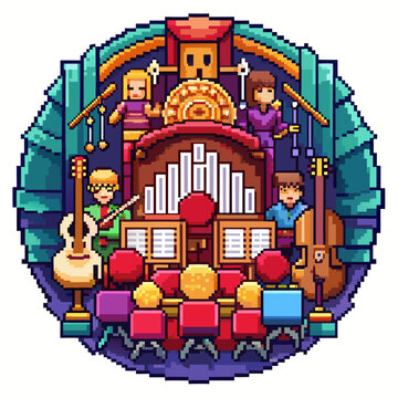 pixel art band playing music clip art preview