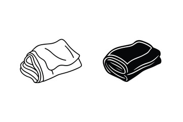 Folded Towel Graphic Illustration In Black And White Minimalist Style