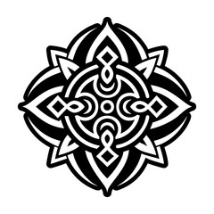 A filled style icon of tribal chakana tattoo