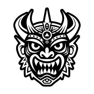 A glyph style icon of diablada tattoo