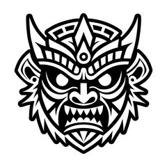 A glyph style icon of tribal mask tattoo
