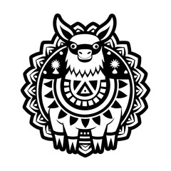 A filled style icon of llama animal tattoo