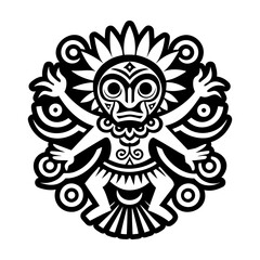 A filled style icon of inca dance tattoo