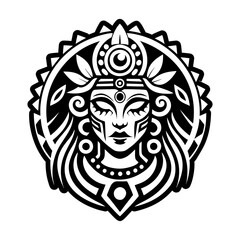 A glyph style icon of pachamama mother tattoo