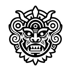 A filled style icon of horned mask symbol