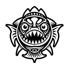 A filled style icon of piranha tattoo