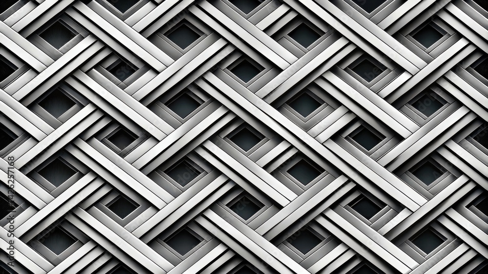 Poster abstract metallic interwoven pattern with shadowed diamond shapes