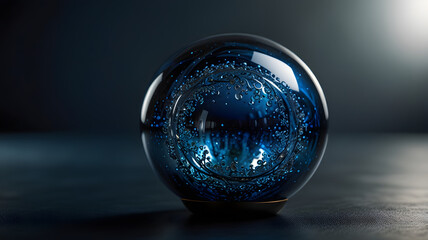 glass ball on blue background