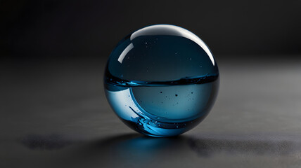 glass ball on blue