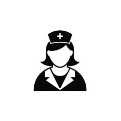 Women Doctor and Nurse Silhouette Vector Icons Illustration on White Background