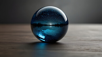 glass globe on blue