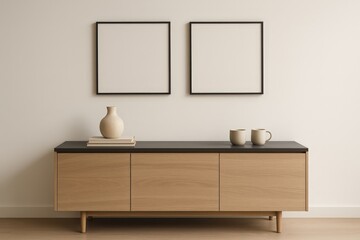 Minimalist Home Interior Design with Wooden Cabinet,  Neutral Colors, and Simple Decor
