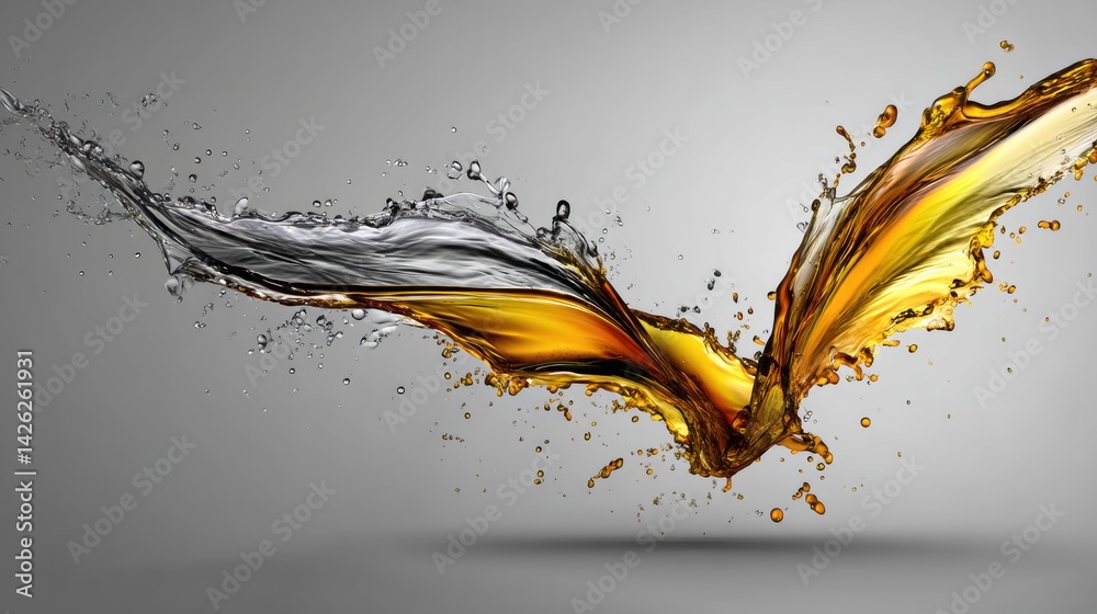 Poster oil splash forming a wing shape symbolizes the contrast between freedom and dependency