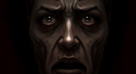 Distressed Man Portrait with Intense Expression in Dark and Dramatic Style