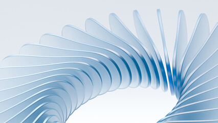 Minimalist 3D render of a smooth abstract spiral shape in soft blue tones. Futuristic and geometric structure ideal for technology, design, and digital art backgrounds.