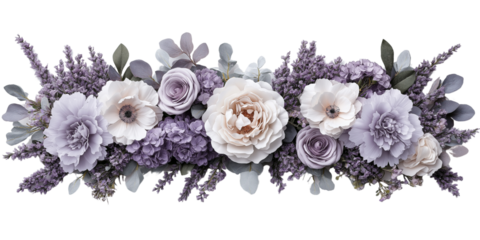 A bouquet of flowers with purple and white flowers