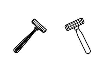 Simple Razor Illustration Black And White Minimalist Shaving Tool Graphics Isolated