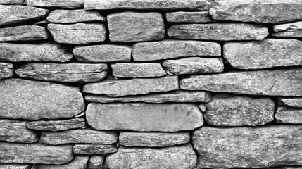 Fototapeta premium Gray stone wall composed of irregular blocks.