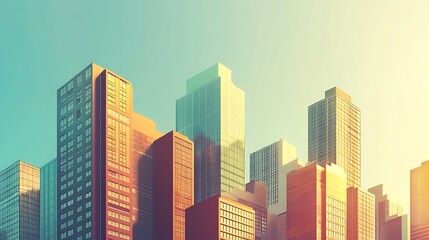 Fototapeta premium City Skyline with Sunrise, and Urban Landscape.