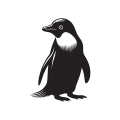 Elegant Adelie Penguin Silhouette Vector - Minimalist Wildlife Illustration -  Perfect for Nature Posters, Educational Materials, Logos, and Art Projects.