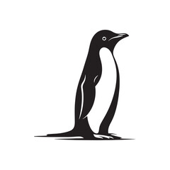 Elegant Adelie Penguin Silhouette Vector - Minimalist Wildlife Illustration -  Perfect for Nature Posters, Educational Materials, Logos, and Art Projects.