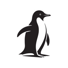 Elegant Adelie Penguin Silhouette Vector - Minimalist Wildlife Illustration -  Perfect for Nature Posters, Educational Materials, Logos, and Art Projects.